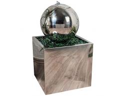 Köhko® Springbrunnen Ø 28 cm mit LED-Beleuchtung in eckigen Edelstahlbecken hochglanzpoliert 21015 Gartenbrunnen aus Edelstahl