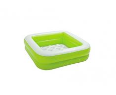 Play Box Pool 85 x 85 cm Höhe 23 cm aufblasbarer Boden Kinderpool Babypool Duschwanne in grün oder rosa (grün)