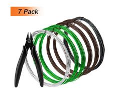 AIEX 1mm 6 Rollen Bonsai-Draht Set insgesamt 196.8 Fuß für Bonsai-Baumtraining und Basteln Zangen (Schwarz, Braun, Silber, Grün)
