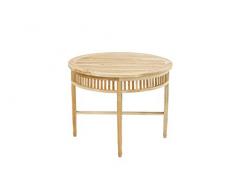Ploß Gartentisch New Orleans Eco rund 100 cm für 2-3 Personen - Teakholz-Tisch mit SVLK-Zertifikat - Terrassentisch aus hochwertigem Naturholz - Esstisch Braun mit polierter Oberfläche