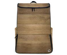 MONTOJ Travel Gear Laptop-Rucksack, Braun mit Holzfliesen