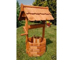 Zierbrunnen, Holzbrunnen, Gartenbrunnen, Brunnen, imprägniert massiv