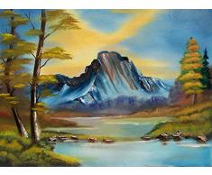 QAZZSF Ölgemälde Nach Zahlen,DIY Handgemalte Schnee Bergkiefer Leinwand Gemälde Wohnzimmer Wandkunst Home Decor Geschenk 40x50cm Mit Rahmen