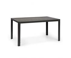 blumfeldt Bilbao Gartentisch - 150 x 90 cm Tischfläche, 6 Personen, Materialien: Polywood & Aluminium, Witterungsbeständig, Holzoptik, anthrazit