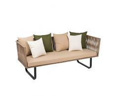 ESTEXO Poly-Rattan Sofa Couch Bank Indoor & Outdoor Sitzgruppe Lounge Retro Garten-Möbel 3-Sitzer Beige