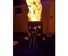 Tiko-Metalldesign Feuertonne/Feuerkorb mit Motiv Pusteblume