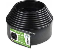 Flexible Rasenkante Kunststoff mit runden Oberkante (6 m, schwarz) - Robustes Stay-in-Place Design - Verhindert das Durchwachsen von Rasen - Einfache Montage, Beeteinfassung aus recyceltem Plastik