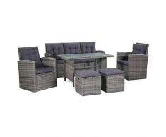 vidaXL Gartensofa 18-TLG. Poly Rattan Sitzgruppe Gartenmöbel Gartengarnitur