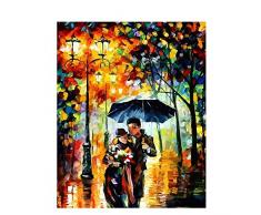 GTZXHNM Malen Nach Zahlen Ölgemälde Für Kinder Erwachsene,DIY Acrylmalerei Für Anfänger,Kreative Straße Bunte Hausnummer Leuchten Paar Gemälde Auf Leinwand Malen Für Home Wand Wohnzimmer Schlafzimme