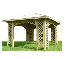 Stan-Wood PAVILLON 3m x 3m (Außenmaß 3,5m) HOLZPAVILLON MIT HOLZDACH, MIT RANKGITTER