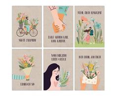 12 Postkarten mit Blumengruß - Grußkarten für Kinder und Erwachsene - Grüße an Oma, Opa und Freunde in der Ferne senden - Bald sehen wir uns wieder