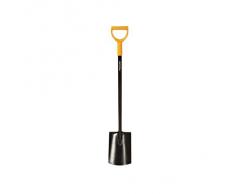 Fiskars Gärtnerspaten für weiche, steinarme Böden, Rund, Länge 117 cm, Hochwertiges Stahl-Blatt/Kunststoff-Stiel, Schwarz/Orange, Solid, 1003456