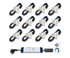 LED Einbaustrahler Terrassenüberdachung Valencia | Beleuchtung/Einbauleuchten | Wintergarten/Terrassendach/Carport | 3W / Dimmbar/Rund / IP65 / Warmweiß | Set mit 12 Stück