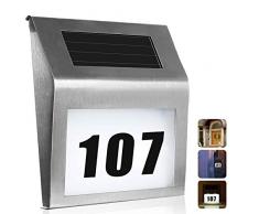 Uniquefire Solar Hausnummernleuchte Edelstahl LED Licht mit Zahlen Buchstaben Licht Sensor (Silber) [Energieklasse A++]