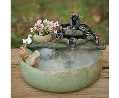 LSLMCS Indoor Water Feature Indoor-Brunnen Harz Lotus Pond Feng Shui-Verzierungen Mit Farbigem Licht, Wasserpumpe, Atomizer, Ideal for Zu Hause Ornament/Ideal Geburtstag