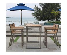 Teako Design Barstuhl Barhocker Dosazzo Edelstahl Teak stapelbar Wetterfest Tressenhocker Hochstuhl Teakholz massivholz