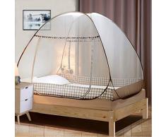 Digead Moskitonetz Bett , Faltbares Bett-Moskitonetz , Tragbares Reise-moskitonetz , Einzeltür-Moskito-Campingvorhang ,120 * 200 cm - Brauner Rand