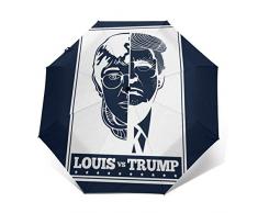 Louis Theroux vs. Donald Trump Standschirm, Winddicht, kompakt, automatisch, faltbar, faltbar, Reise-Sonnenschirm