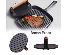 colinsa 7 Zoll Gusseisen Speck Presse, Gusseisengrill, mit Holzgriff, rund