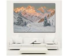Moderne Malerei Schnee Bergkiefer Sonnenaufgang Winterlandschaft Leinwanddrucke Wanddekorative Bilder 40x60 cm / 15,7x23,6 Zoll Kein Rahmen