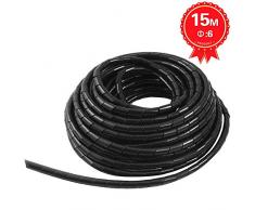 GTIWUNG Kabelschlauch Kabelspirale Spiralband Kabelschutz, Flexibler Spiralschlauch Kabelorganisation, Schwarz, 15m