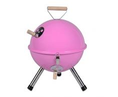 Mini Grill Kugelgrill Holzkohlegrill für Garten Terrasse Camping Festival Picknick BBQ Barbecue Ø 30 cm pink