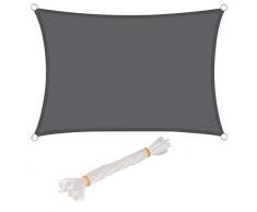 WOLTU Sonnensegel Rechteck 4x5m Grau wasserabweisend Sonnenschutz Polyester Windschutz mit UV Schutz für Garten Terrasse Camping
