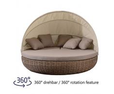 Strandkorbwerk Liegeinsel Pacific White Pepper - 360°-Drehtechnik Lounge Gartenlounge Gartenmöbel Sunlounger Sonneninsel