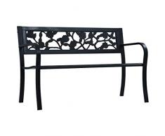 vidaXL Gartenbank Gartenbank Parkbank Sitzbank Gartenmöbel Metallbank Balkonbank Terrassenbank Bank Garten Balkon Terrasse 125cm Schwarz Stahl