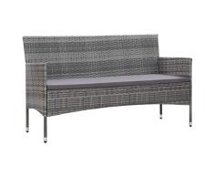 Tidyard 3-Sitzer-Gartensofa Sofa Couch aus Poly Rattan Mit Auflagen Loungesofa Rattansofa Gartenmöbel Gartenbank Sitzbank Bank Lounge 155 x 58 x 81 Mit Verstellbarer Rückenlehne
