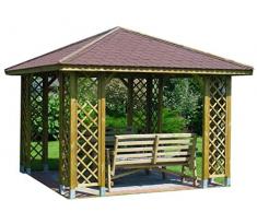 Stan-Wood GARTENLAUBE MIT SCHINDELN HOLZPAVILLON 3 x 3 m (Außenmaß 3.45m) Pfostenstärke: 9 x 9 cm PAVILLON MIT HOLZDACH HÖHE QUALITÄT !