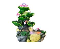 MoYek Startseite Indoor Lotus Desktop-Brunnen Feng Shui Steingarten im Freien Garten-Wasser-Brunnen Fischteich Wohnzimmer Behälter Ornamente Grüne Bonsai-Luftbefeuchter Fern Creek Wald Teich