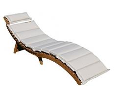 Ploss Gartenliege und hochwertiger, Sonnenliege in Natur, Liege aus Akazie Holz, Holzliege inkl. Polster-Auflagen