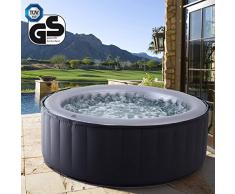 Miweba MSpa aufblasbarer Whirlpool Outdoor - 6 Personen – 132 Düsen - 204 x 70 cm – Tüv GS geprüft - Silver Cloud D-SC06 – 930 Liter