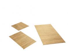 Rutschfeste Badematte aus Bambus von DE-COmmerce I Fussmatte Badteppich Bambusmatte Duschmatte Badezimmermatte Bamboo Badematte mit Anti-Rutsch Rückseite I Badvorleger Lines Pure 50 x 50 cm