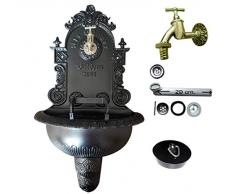Wandbrunnen Graf von Gerlitzen Blumenampel Alu Bassena Wand Brunnen Alt Wiener Bassena Kran Ablauf Schwarz (ANJA) MG2-1926Black