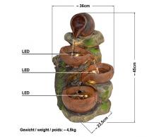 GARTENBRUNNEN BRUNNEN GRANITWAND-KASKADE mit LED-Licht 230V ZIERBRUNNEN VOGELBAD WASSERFALL GARTENLEUCHTE TEICHPUMPE - SPRINGBRUNNEN WASSERSPIEL für Garten, Gartenteich, Terrasse, Teich, Balkon