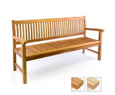 Divero 3-Sitzer Bank Holzbank Gartenbank Sitzbank 180 cm – zertifiziertes Teak-Holz behandelt hochwertig massiv – Reine Handarbeit – wetterfest (Teak behandelt)