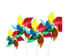 (4 Stück) bunte Windmühle Windmühlen Windspiel Windrade als Geschenk für Kinder zum Spielen oder als zarte Dekoration für Kindergärten, Gärten, Kinderzimmer, Partys oder Schaufenster