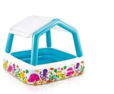 Aufstellpool Babypool Pool Planschbecken Kinderpool Kinderplanschbecken Schwimmbecken mit aufblasbarem Sonnen-Dach Sonnenschutz für Baby-s Kind-er Terrasse Balkon Garten Größe ca. 157 x 157 x 122 cm
