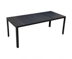 Outsunny Gartentisch Aluminium Tisch Garten Terrasse Holz-Kunststoff WPC Non-Wood schwarz