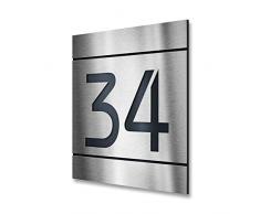Hausnummer-Schild Anthrazit Edelstahl Design quadratisch - Unterputz-Montage