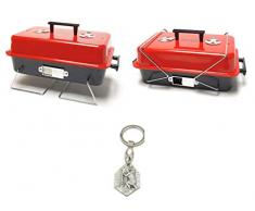 Zisa-Kombi Koffergrill Holzkohle Stahl, George, rot/schwarz, ca. B48xT27xH25cm (932988916891) mit Anhänger Herz Jesu 2,5cm