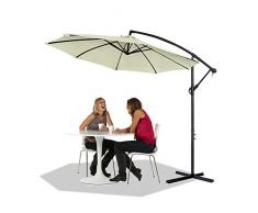 HENGMEI ALU Sonnenschirm Gartenschirm Ampelschirm Strandschirm Kurbelschirm Neigbar Marktschirm Terrassenschirm mit UV Schutz 40+ für Balkon, Garten, Tarasse (Ø300 cm, Beige)