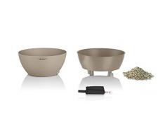 LECHUZA CUBETO Stone 30, Sandbeige, Hochwertiger Kunststoff, Inkl. Bewässerungssystem, Herausnehmbarer Pflanzeinsatz, Für Innen- und Außenbereich, 13831