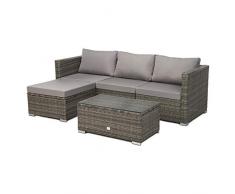 SVITA Queens 2020 Poly Rattan Sitzgruppe Couch-Set Ecksofa Sofa-Garnitur Gartenmöbel Lounge Schwarz, Grau oder Braun (Grau)