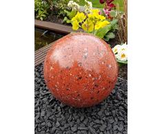 garten-wohnambiente Kugel aus Edelstahl 25 cm Dekokugel Granit rot Dekorationskugel Edelstahlkugel