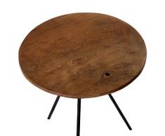 Design Beistelltisch Couchtisch Tisch Teakholz Eisen Holz Teak Rund Braun Metall Vintage Massiv Edel Ø 50 (Fast rund/rund)