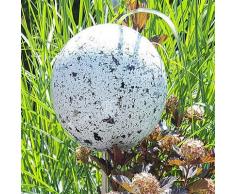 garten-wohnambiente Rosenkugel 15 cm Stab Granit weiß Gartenstecker Dekokugel Dekorationskugel Kugel