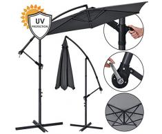 ArtLife Ampelschirm Brazil 350 cm LED-Beleuchtung Solar & Kurbel – UV-Schutz wasserabweisend knickbar – Sonnenschirm Marktschirm – grau